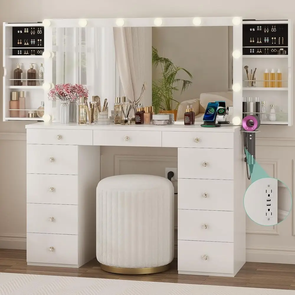Illuminated Makeup Vanity Desk with Mirror, Drawers, and Storage Cabinet for Women & Girls
Illuminated Makeup Vanity Desk with Mirror, Drawers, and Storage Cabinet for Women & Girls