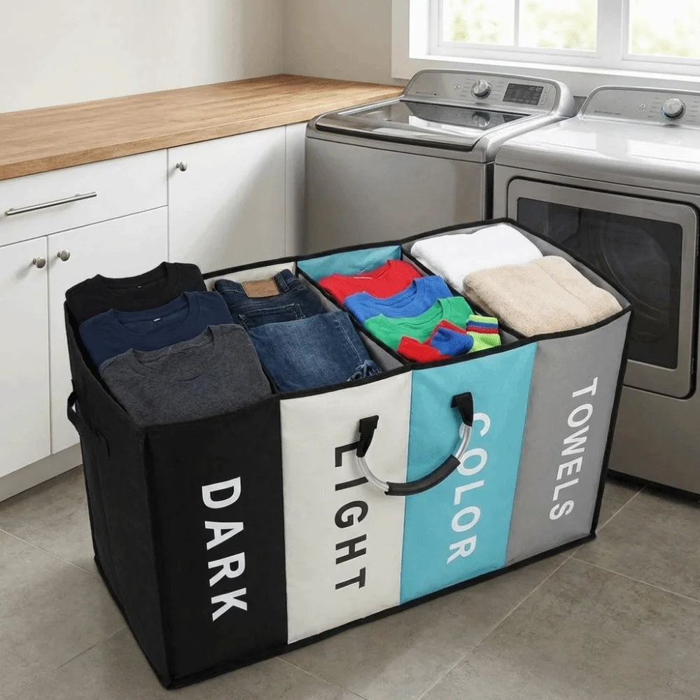 Large Capacity 4 Grids Dirty Clothes Basket Folding Oxford Cloth Dirty Clothes Storage Basket with Handles Waterproof
Large Capacity 4 Grids Dirty Clothes Basket Folding Oxford Cloth Dirty Clothes Storage Basket with Handles Waterproof