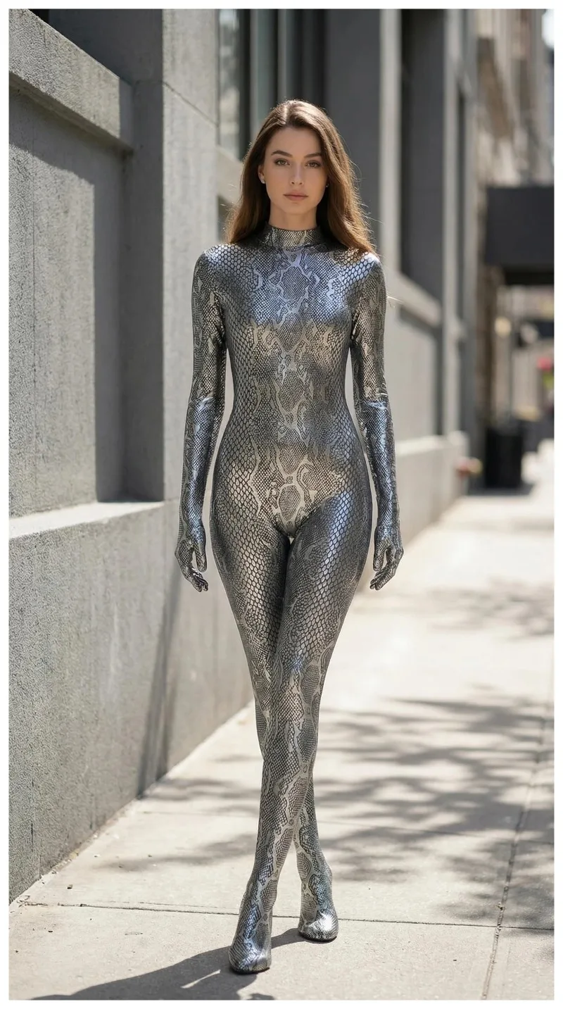 Unisex style Shiny Metallic Black Leopard Snakeskin Bodysuit High Stretch Lycra Cosplay Costume Yoga Stage Wear Swim Surf Suit
Unisex style Shiny Metallic Black Leopard Snakeskin Bodysuit High Stretch Lycra Cosplay Costume Yoga Stage Wear Swim Surf Suit
