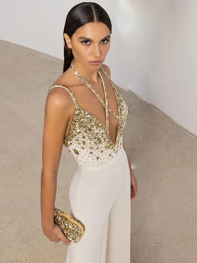 Newest Fashion Summer 2024 Designer Women Spaghetti Strap Stunning Strass Stone Didmonds Beading Straight Jumpsuit
Newest Fashion Summer 2024 Designer Women Spaghetti Strap Stunning Strass Stone Didmonds Beading Straight Jumpsuit