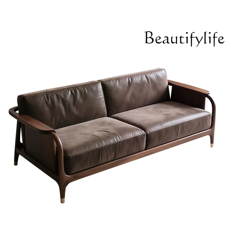 New Chinese-style walnut sofa three-person leather art sofa home simple aesthetic home living room sofa
New Chinese-style walnut sofa three-person leather art sofa home simple aesthetic home living room sofa