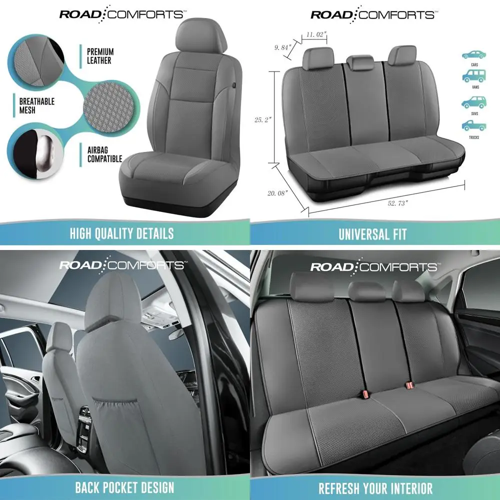 Полный комплект кожаных сетчатых чехлов на автомобильное сиденье — спереди и сзади, дышащий и стильный, совместимый с подушкой безопасности, универсальный, подходит для автомобилей, внедорожников, Tr
Полный комплект кожаных сетчатых чехлов на автомобильное сиденье — спереди и сзади, дышащий и стильный, совместимый с подушкой безопасности, универсальный, подходит для автомобилей, внедорожников, Tr