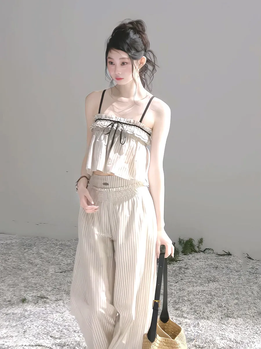 Striped Shoulder Bridesmaid Dresses Women's High Waist Wide Leg Pants Two Piece Set Spring Summer Casual Date Breathable
Striped Shoulder Bridesmaid Dresses Women's High Waist Wide Leg Pants Two Piece Set Spring Summer Casual Date Breathable