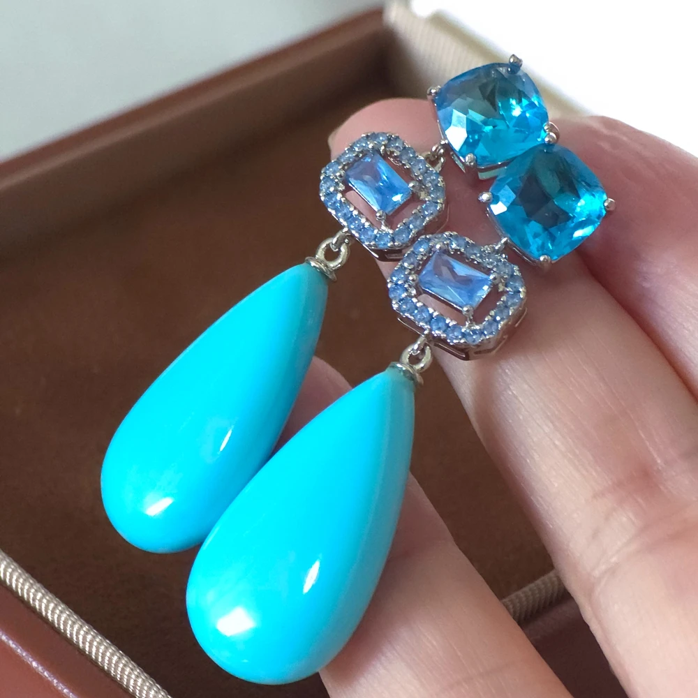 KQDANCE Blue Zircon Turquoise Stone Long Water Drop Earrings Gold Plated Party Jewelry Wholesale
KQDANCE Blue Zircon Turquoise Stone Long Water Drop Earrings Gold Plated Party Jewelry Wholesale