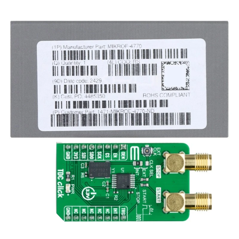 MIKROE-4770 TDC7200 Time-to-Digital Converter, Interface Evaluation Board Development Board Kit
MIKROE-4770 TDC7200 Time-to-Digital Converter, Interface Evaluation Board Development Board Kit