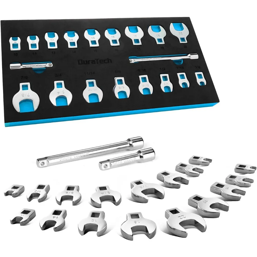 3/8 Drive Crowfoot Wrench Set 19 Piece SAE Metric 10 22mm 3/8 7/8 with Extensions and Organizer
3/8 Drive Crowfoot Wrench Set 19 Piece SAE Metric 10 22mm 3/8 7/8 with Extensions and Organizer