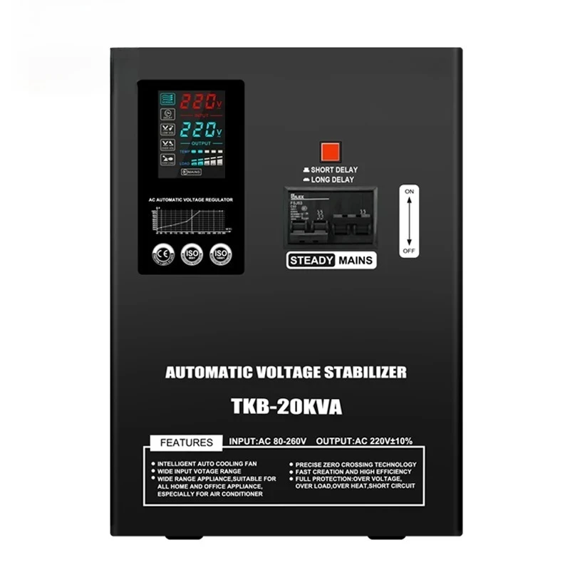 Automatic Voltage Stabilizer Wall Mounted 15KVA/20KVA Single Phase 220V Wide Input 80-260V LCD Low Voltage Protection SVC
Automatic Voltage Stabilizer Wall Mounted 15KVA/20KVA Single Phase 220V Wide Input 80-260V LCD Low Voltage Protection SVC