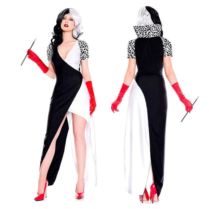 Cruella De Vil 101 Dalmatians Dress Cloak Halloween Costumes for Woman Adult Witch Cruella Cosplay Anime Figure Suits Robe Cloth
Cruella De Vil 101 Dalmatians Dress Cloak Halloween Costumes for Woman Adult Witch Cruella Cosplay Anime Figure Suits Robe Cloth