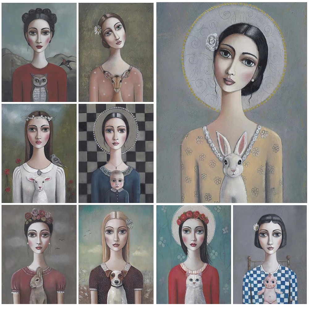 Vintage Women with Rabbit Portrait Girls Posters Wall Art Canvas Painting Home Decor Wall Pictures For Living Room Unframed
Vintage Women with Rabbit Portrait Girls Posters Wall Art Canvas Painting Home Decor Wall Pictures For Living Room Unframed