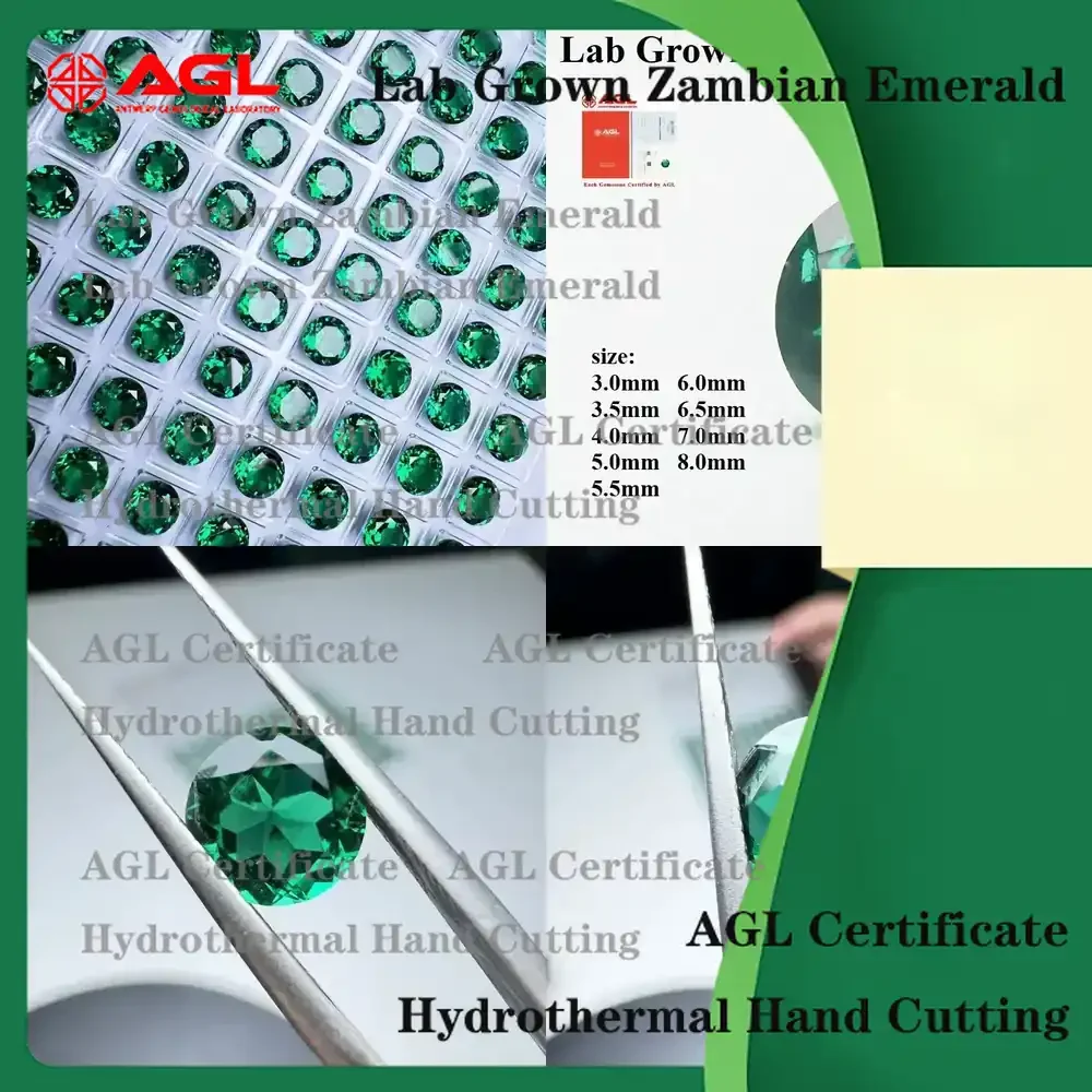 Lab Grown Zambian Emeralds for Jewelry Making Round Cut Hydrothermal Synthetic Emerald Gemstones with Natural-Like Inclusions
Lab Grown Zambian Emeralds for Jewelry Making Round Cut Hydrothermal Synthetic Emerald Gemstones with Natural-Like Inclusions