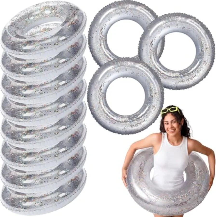 12 Pcs Summer Swim Rings with Glitter Fun Inflatable Pool Float Round Shaped Swimming Pool Tubes for Beach Party Supplies
12 Pcs Summer Swim Rings with Glitter Fun Inflatable Pool Float Round Shaped Swimming Pool Tubes for Beach Party Supplies