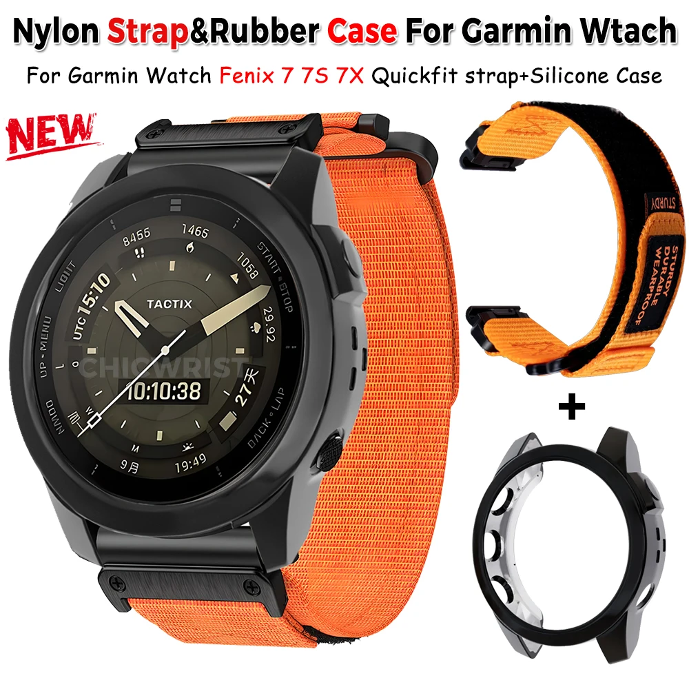 Strap+Case For Garmin Watch Fenix 7 7x 7s Sport Quickfit Nylon Band Silicone Case SmartWatch For Garmin Accessories Replacement
Strap+Case For Garmin Watch Fenix 7 7x 7s Sport Quickfit Nylon Band Silicone Case SmartWatch For Garmin Accessories Replacement