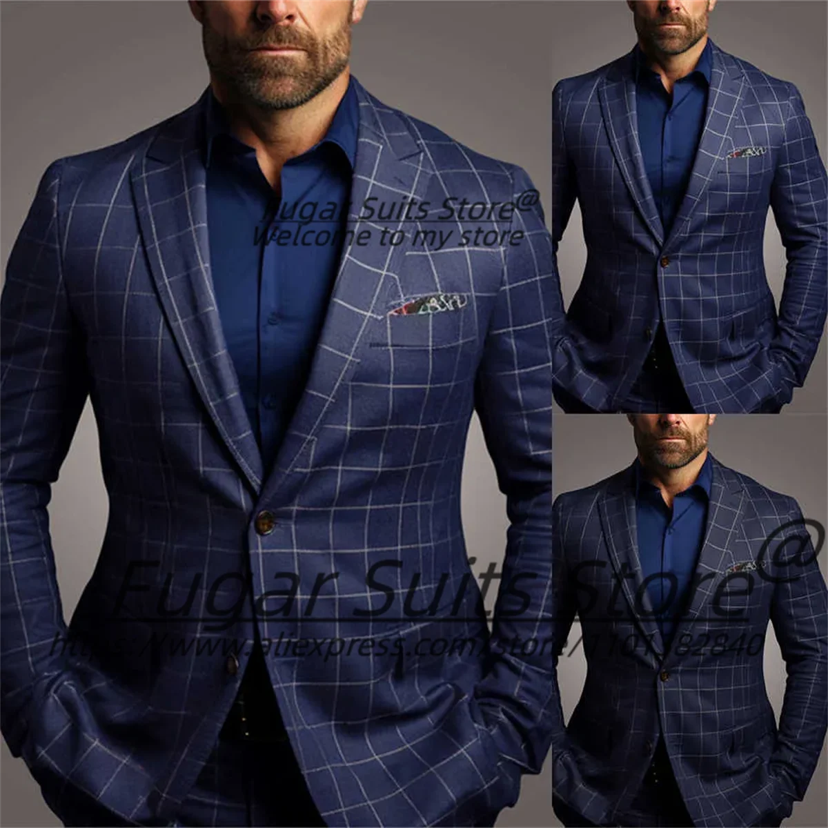 Business Navy Blue Plaid Men Suits Customized Slim Fit Notched Lapel Man Banquet Tuxedos 2Pcs Sets Male Prom Blazers Ropa Hombre
Business Navy Blue Plaid Men Suits Customized Slim Fit Notched Lapel Man Banquet Tuxedos 2Pcs Sets Male Prom Blazers Ropa Hombre