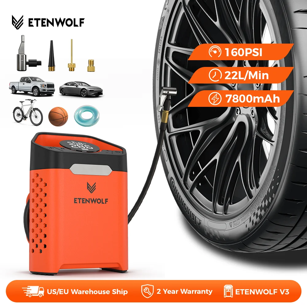 Новый портативный воздушный компрессор ETENWOLF ZEPHYR V3 160PSI, 100% рабочий цикл, аккумулятор 7800 мАч для автомобильных шин, мотоциклов, велосипедов, шариков
Новый портативный воздушный компрессор ETENWOLF ZEPHYR V3 160PSI, 100% рабочий цикл, аккумулятор 7800 мАч для автомобильных шин, мотоциклов, велосипедов, шариков