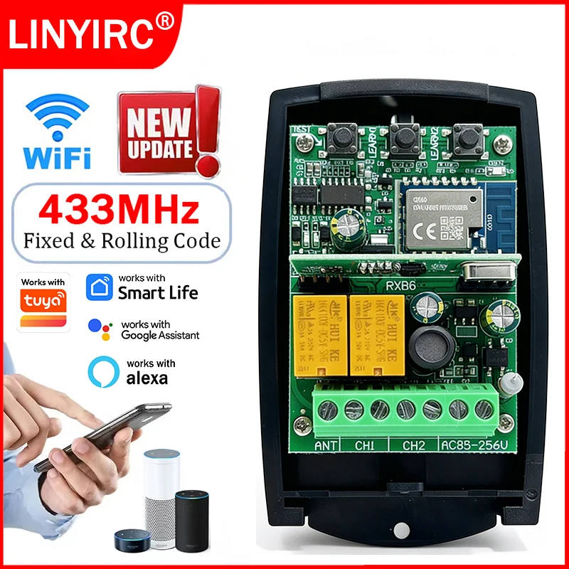 Works With Tuya WIFI Universal Garage Door Remote Control Receiver 433MHz Electric Gate Controller Smart Switch Receiver Relay
Works With Tuya WIFI Universal Garage Door Remote Control Receiver 433MHz Electric Gate Controller Smart Switch Receiver Relay