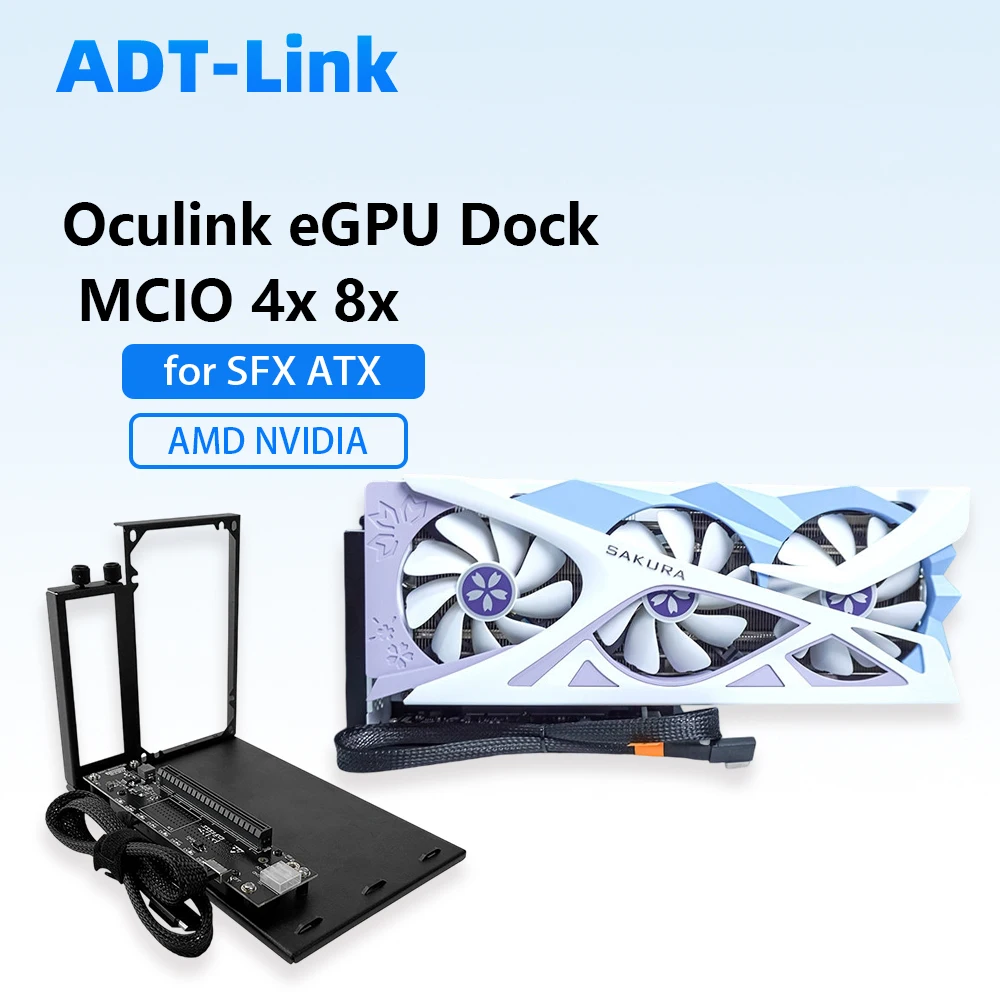 Oculink eGPU Dock A1 External Graphics Card Dock for Laptops Compatible with AMD NVIDIA GPUs SFX ATX Power Supplies MCIO 4X 8X
Oculink eGPU Dock A1 External Graphics Card Dock for Laptops Compatible with AMD NVIDIA GPUs SFX ATX Power Supplies MCIO 4X 8X