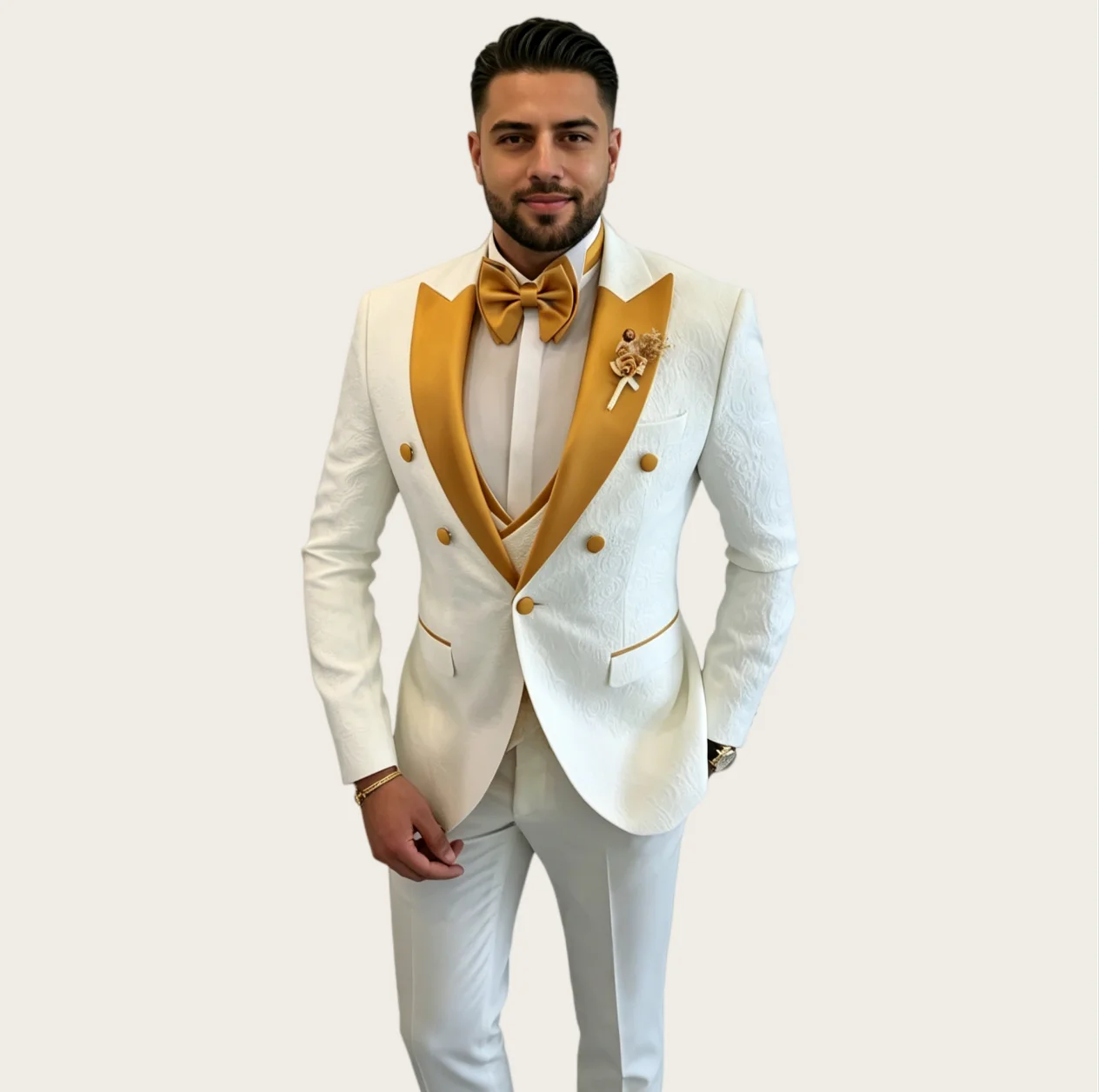 Mophiel Groom Wedding Men's Suits with Double Breasted Peaked Lapel Jacquard 3Pcs Tuxedos for Man Slim Fit Blazer Customized
Mophiel Groom Wedding Men's Suits with Double Breasted Peaked Lapel Jacquard 3Pcs Tuxedos for Man Slim Fit Blazer Customized