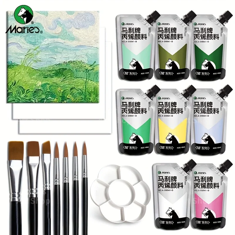 19pcs Marie's Acrylic Paints Set in #Green Wheat Fields Colors for Adult, 8 Colors 100ml/3.38oz Lasting Quality & Rich Colors
19pcs Marie's Acrylic Paints Set in #Green Wheat Fields Colors for Adult, 8 Colors 100ml/3.38oz Lasting Quality & Rich Colors