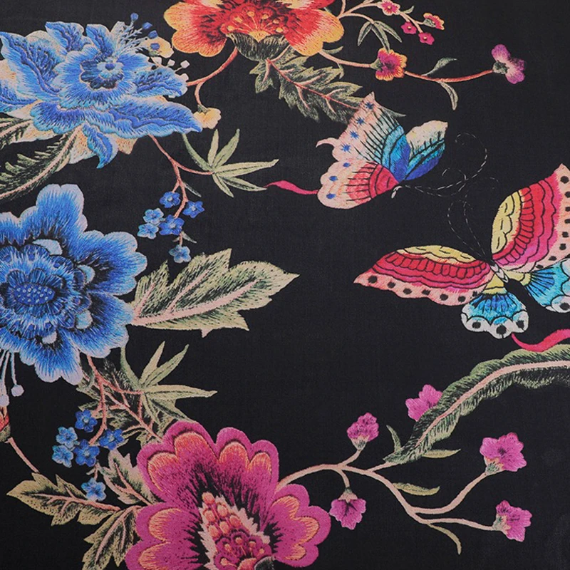 140CM Wide 12MM Silk Organza Fabric - Rose Red Embroidery Style Floral Prints on Black for Home Textiles Bubble Dress R326
140CM Wide 12MM Silk Organza Fabric - Rose Red Embroidery Style Floral Prints on Black for Home Textiles Bubble Dress R326