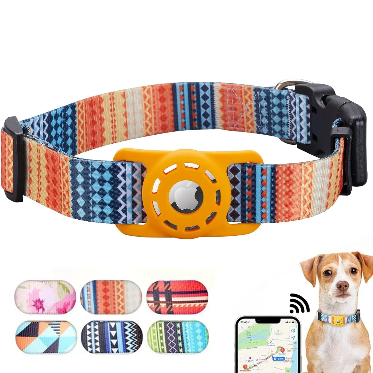 AirTag Dog Collar for Apple AirTag Polyester Pattern Pet Puppy Collar with Silicone Holder for Small Medium Large Dogs
AirTag Dog Collar for Apple AirTag Polyester Pattern Pet Puppy Collar with Silicone Holder for Small Medium Large Dogs