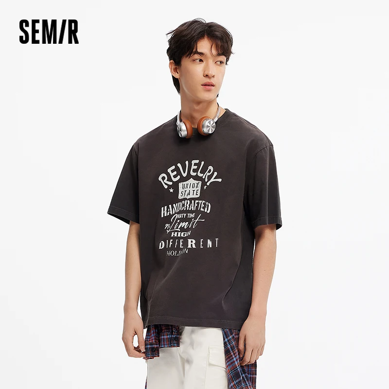 Semir Men's Vintage Cotton Tee Loose Fit 2025 Summer New Color Block Print Distressed Style
Semir Men's Vintage Cotton Tee Loose Fit 2025 Summer New Color Block Print Distressed Style