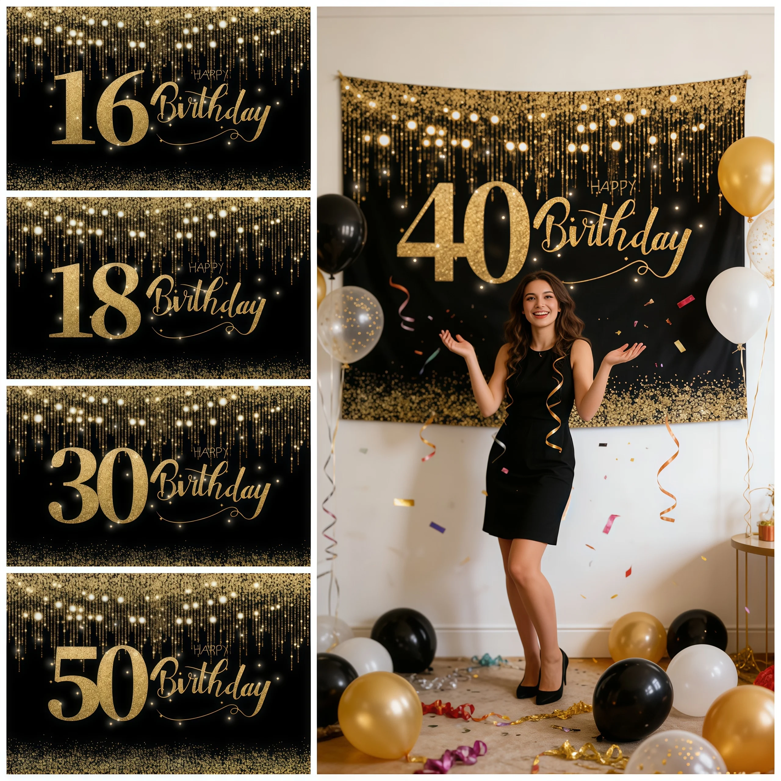 Black Gold Birthday Decoration Backdrop Milestone 16 18 30 40 50 Number For Adult Birthday Party Background Photography Props
Black Gold Birthday Decoration Backdrop Milestone 16 18 30 40 50 Number For Adult Birthday Party Background Photography Props