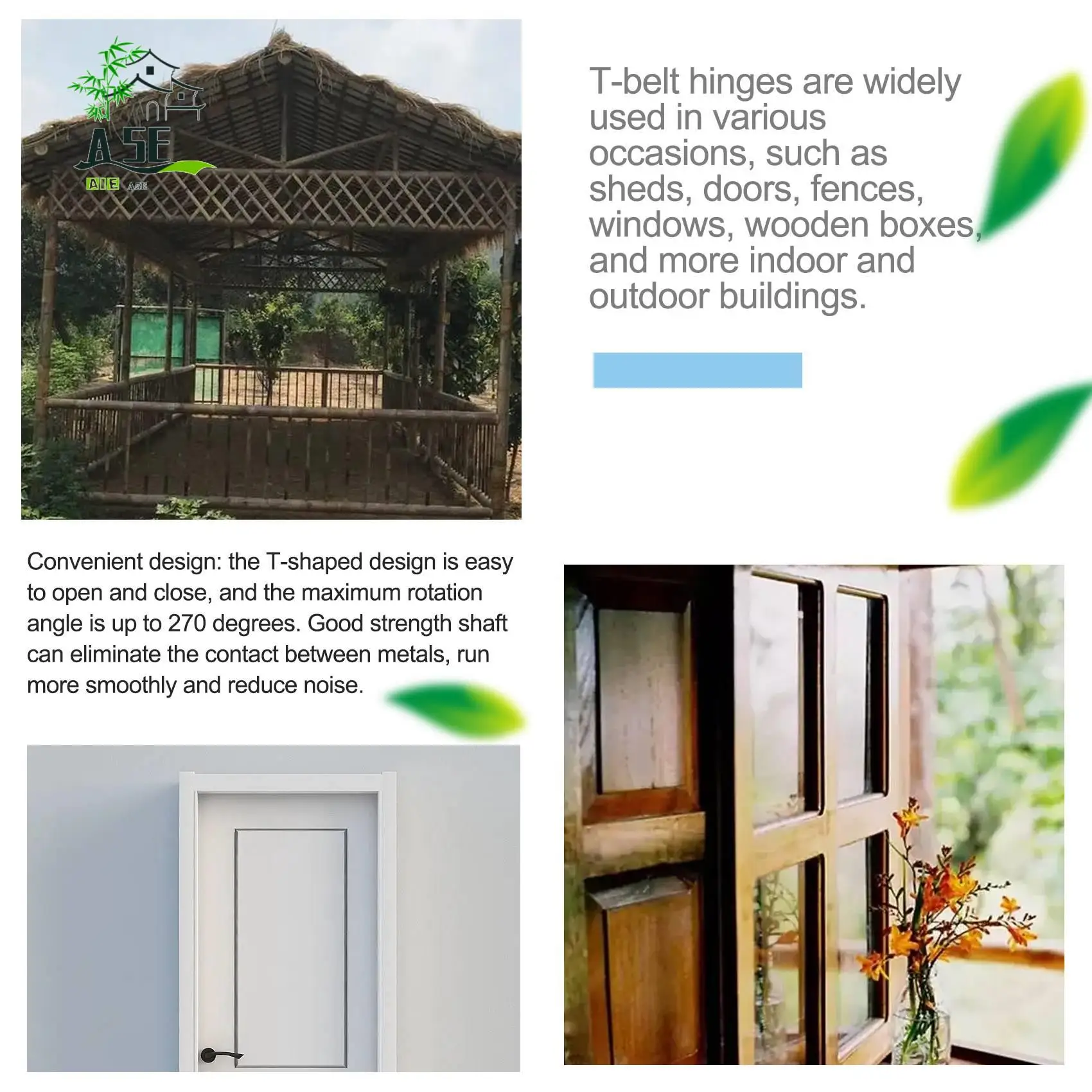 A05E-4 PCS 6 Inch Heavy Duty Door Hinges T-Strap Tee Shed Hinge Gate Hinges For Wooden Gates Hinges (Black)
A05E-4 PCS 6 Inch Heavy Duty Door Hinges T-Strap Tee Shed Hinge Gate Hinges For Wooden Gates Hinges (Black)