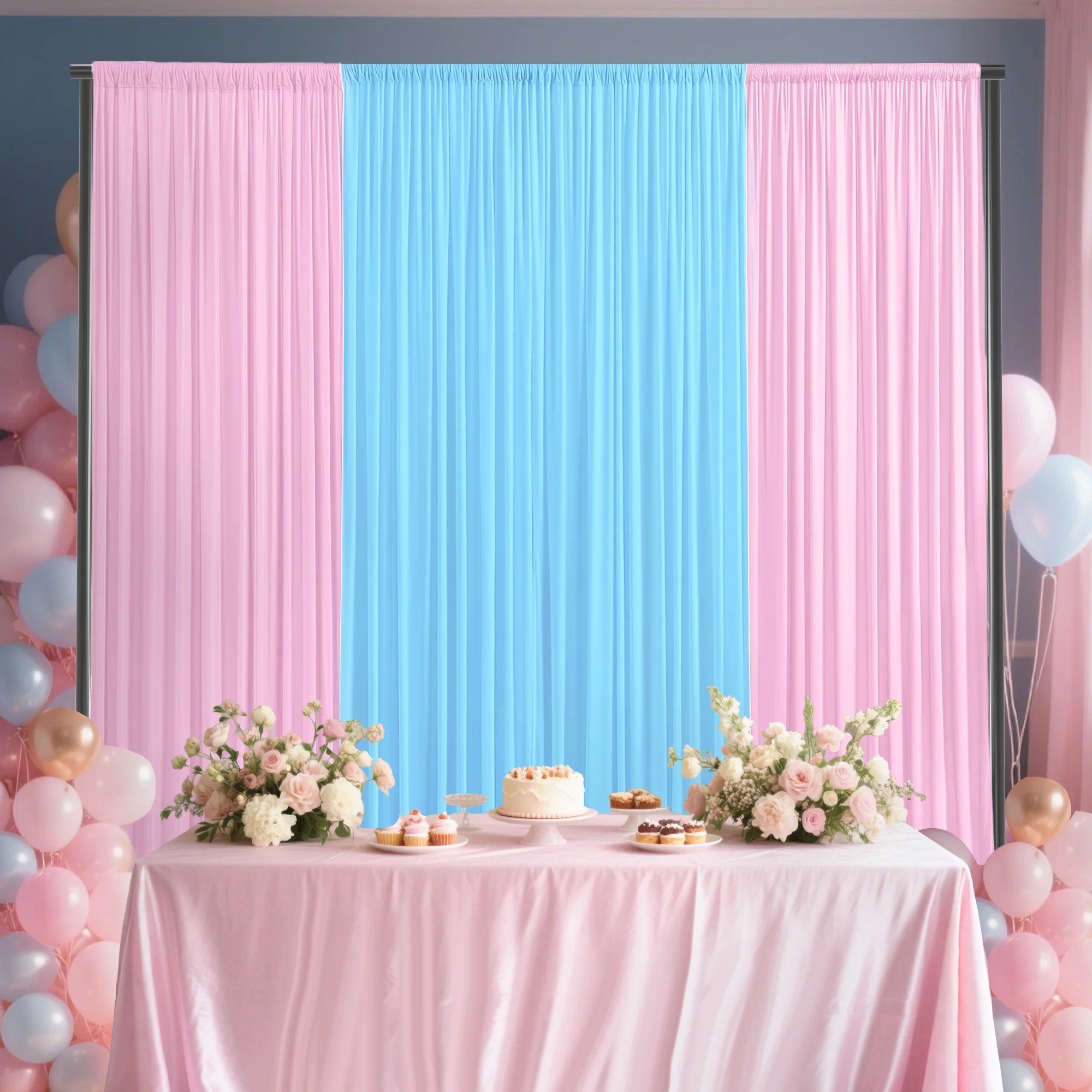 8X8Ft Backdrop Curtain, Blue and Pink Photography Backdrop Curtain with Rod Pockets, 4 Pieces of 2X8Ft Backdrop Curtains for Party, Home, Birthday, Wedding, Graduation Decoration Supplies
8X8Ft Backdrop Curtain, Blue and Pink Photography Backdrop Curtain with Rod Pockets, 4 Pieces of 2X8Ft Backdrop Curtains for Party, Home, Birthday, Wedding, Graduation Decoration Supplies