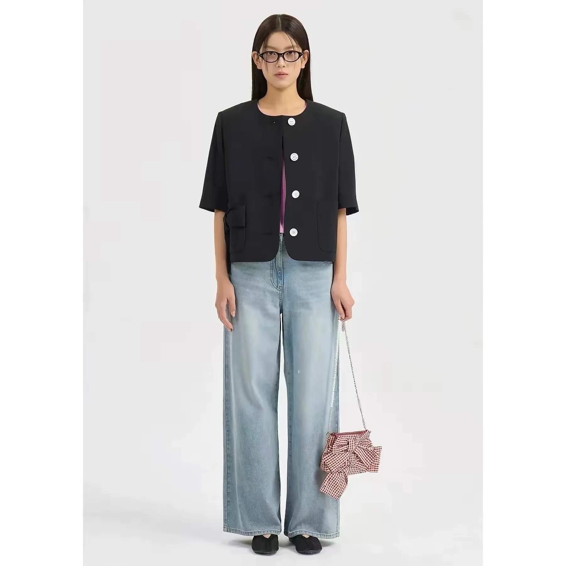 Lemon Cheese LUC26 Spring Casual Elegant round Neck Knot Design Loose Slim Short Sleeve Jacket Women's Commute Style
Lemon Cheese LUC26 Spring Casual Elegant round Neck Knot Design Loose Slim Short Sleeve Jacket Women's Commute Style