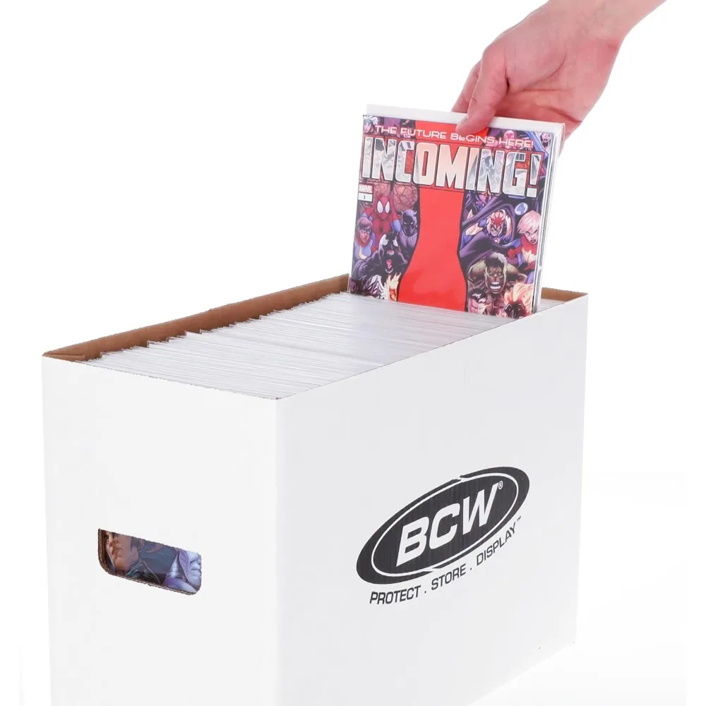 Short Comic Storage Box -10 ct, Premium White Corrugated Paper, 200 lb. Test Strength, Stackable, Holds 150-175 Current Comics
Short Comic Storage Box -10 ct, Premium White Corrugated Paper, 200 lb. Test Strength, Stackable, Holds 150-175 Current Comics