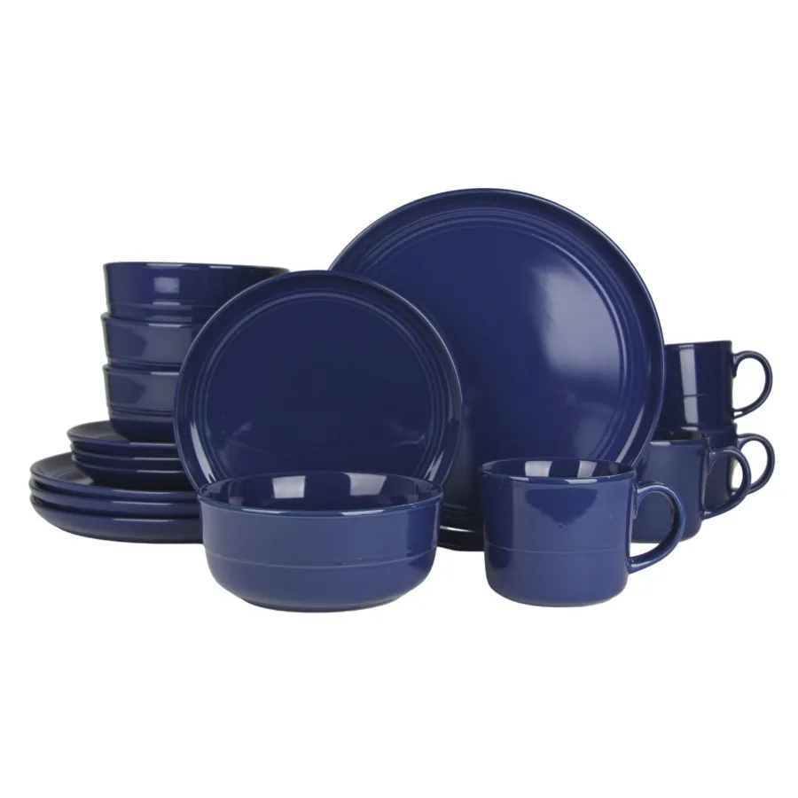 Double Line 16 Piece Stoneware Dinnerware Set, Cobalt Blue
Double Line 16 Piece Stoneware Dinnerware Set, Cobalt Blue