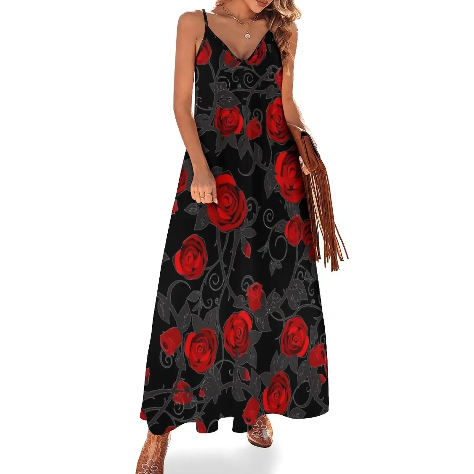 Black with red roses Sleeveless Dress summer dress women 2025 clothing women summer 2025 Dress
Black with red roses Sleeveless Dress summer dress women 2025 clothing women summer 2025 Dress
