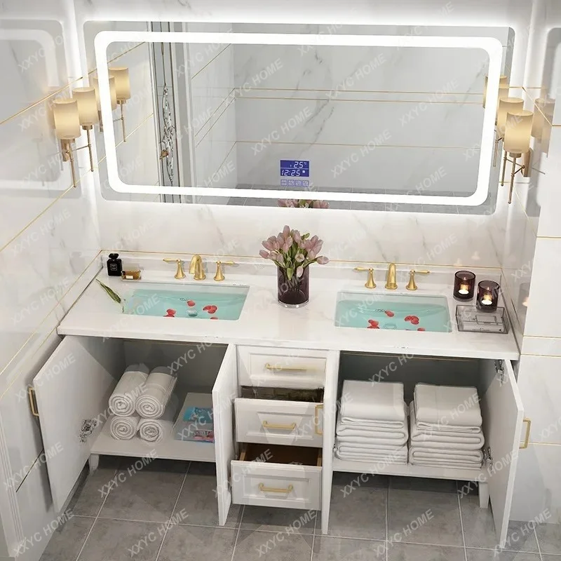 L Light luxury solid wood rock slab bathroom cabinet combination floor-to-ceiling modern simple washing table
L Light luxury solid wood rock slab bathroom cabinet combination floor-to-ceiling modern simple washing table