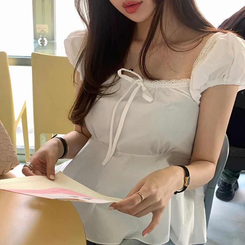 Slimming Bubble Sleeve Shirt Square Collar Lace Trim Knot Waist Cinched Women's Fashion Korean Style Spring Autumn ...
Slimming Bubble Sleeve Shirt Square Collar Lace Trim Knot Waist Cinched Women's Fashion Korean Style Spring Autumn ...