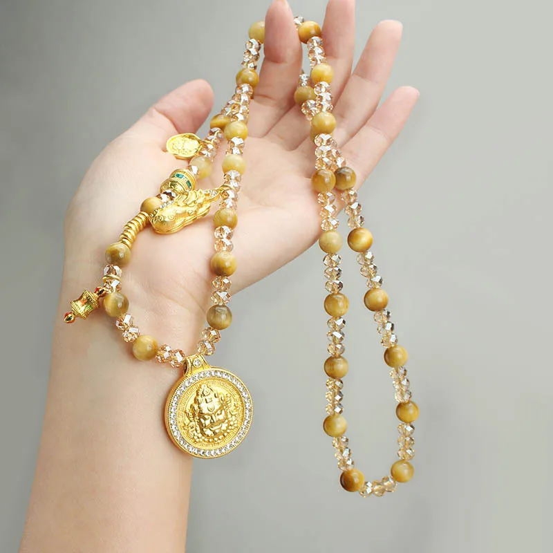 Golden Tiger's Eye Stone Beaded Necklace Women's Retro Light Luxury Temperament Crystal High Sense Fashion Five-way God of Wealt 
Golden Tiger's Eye Stone Beaded Necklace Women's Retro Light Luxury Temperament Crystal High Sense Fashion Five-way God of Wealt