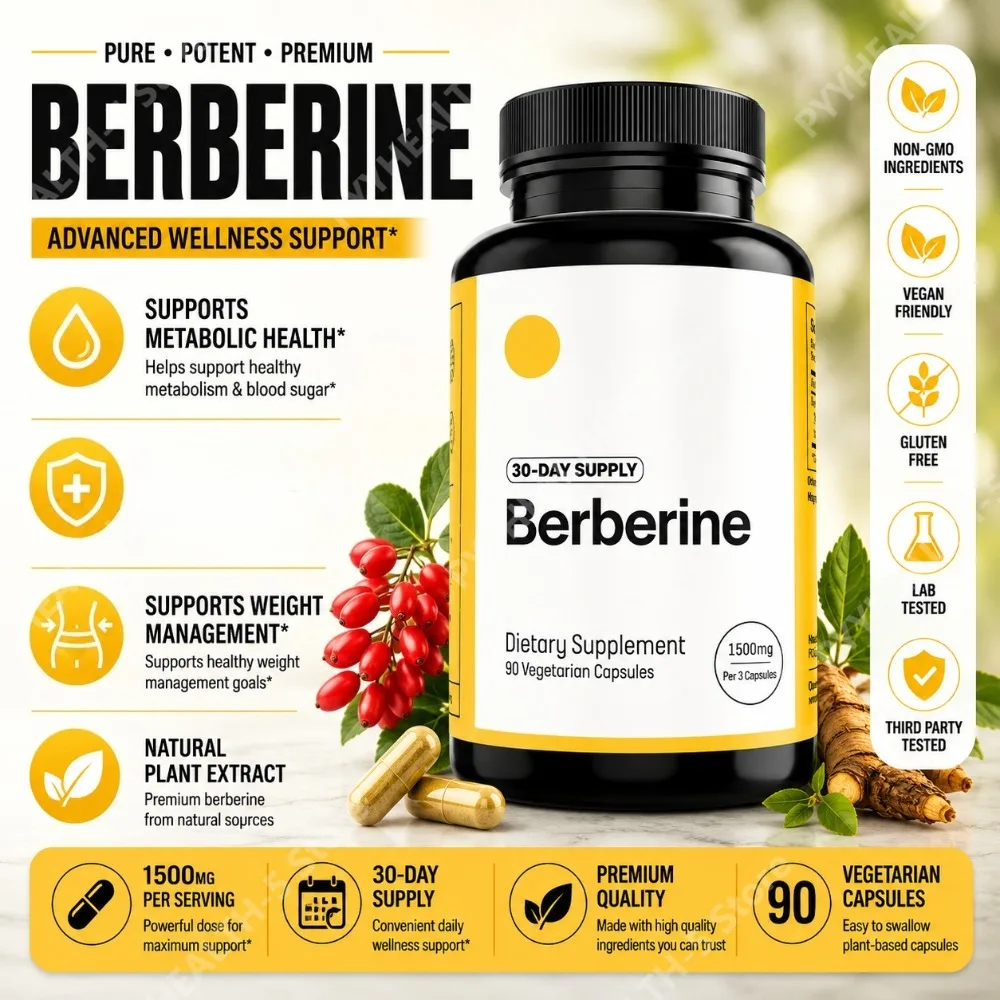 Berberine HCl Supplement 500mg Per Capsule 90 Veg Capsules Plant Based Daily Wellness Formula
Berberine HCl Supplement 500mg Per Capsule 90 Veg Capsules Plant Based Daily Wellness Formula