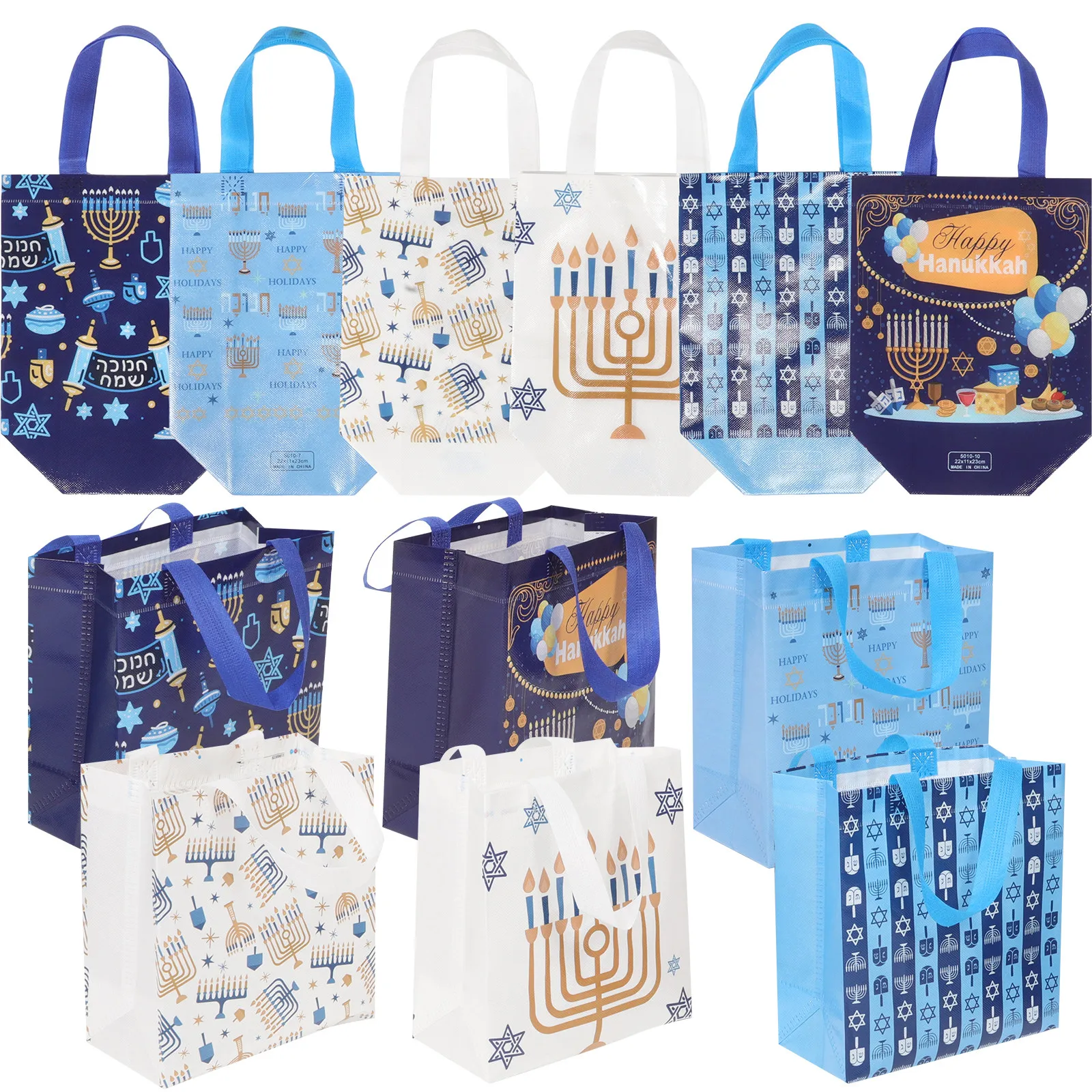 12Pcs Hanukkah Fabric Bags Vibrant Menorah Hexagon Design Reusable Tote Bags for Party Favors Festival Supplies Present Carrier
12Pcs Hanukkah Fabric Bags Vibrant Menorah Hexagon Design Reusable Tote Bags for Party Favors Festival Supplies Present Carrier