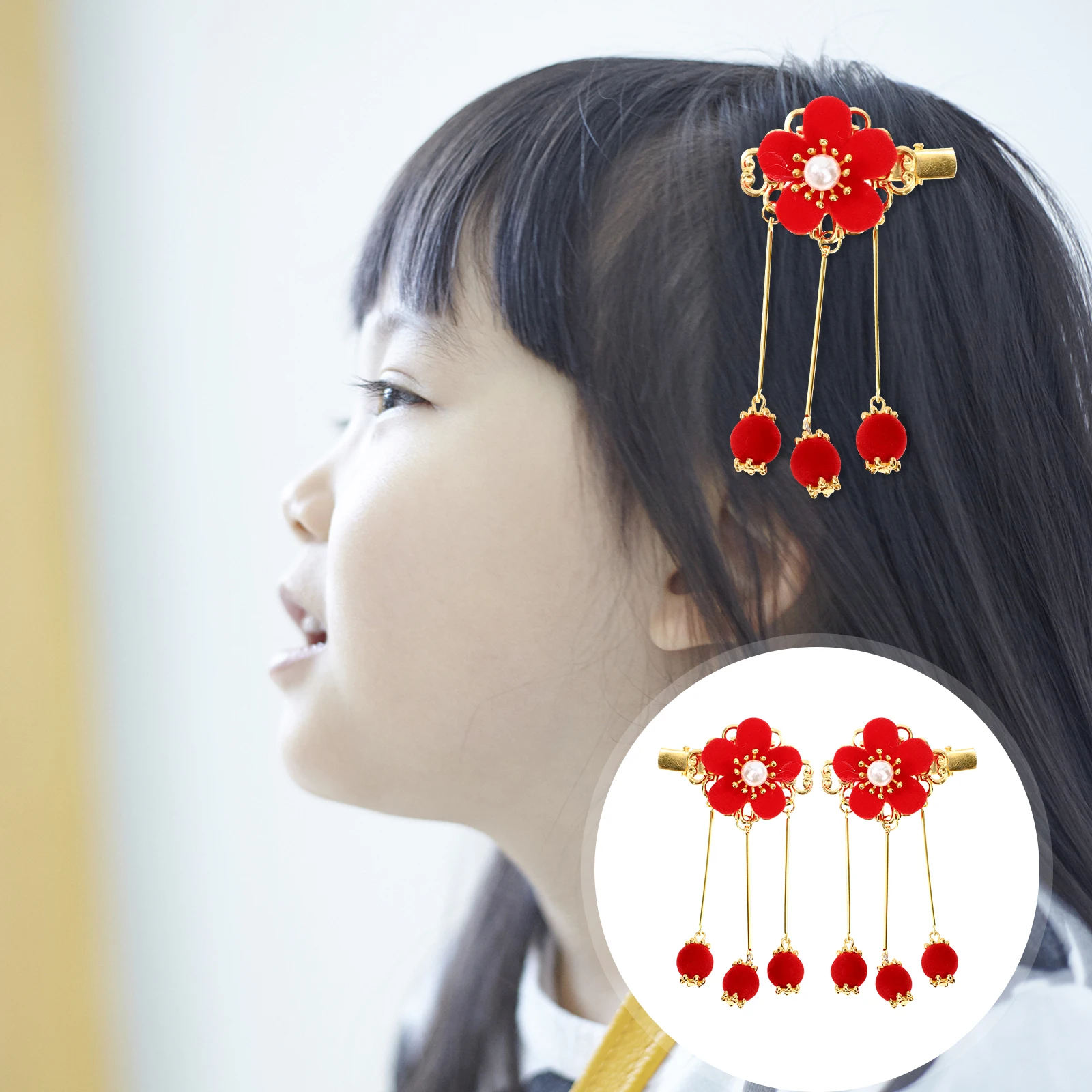 Hair Clips Children Hanfu Hairpin Kids Flowers Retro Tassel Red Girl Accessories Durable Alloy Safe Comfortable Wear
Hair Clips Children Hanfu Hairpin Kids Flowers Retro Tassel Red Girl Accessories Durable Alloy Safe Comfortable Wear