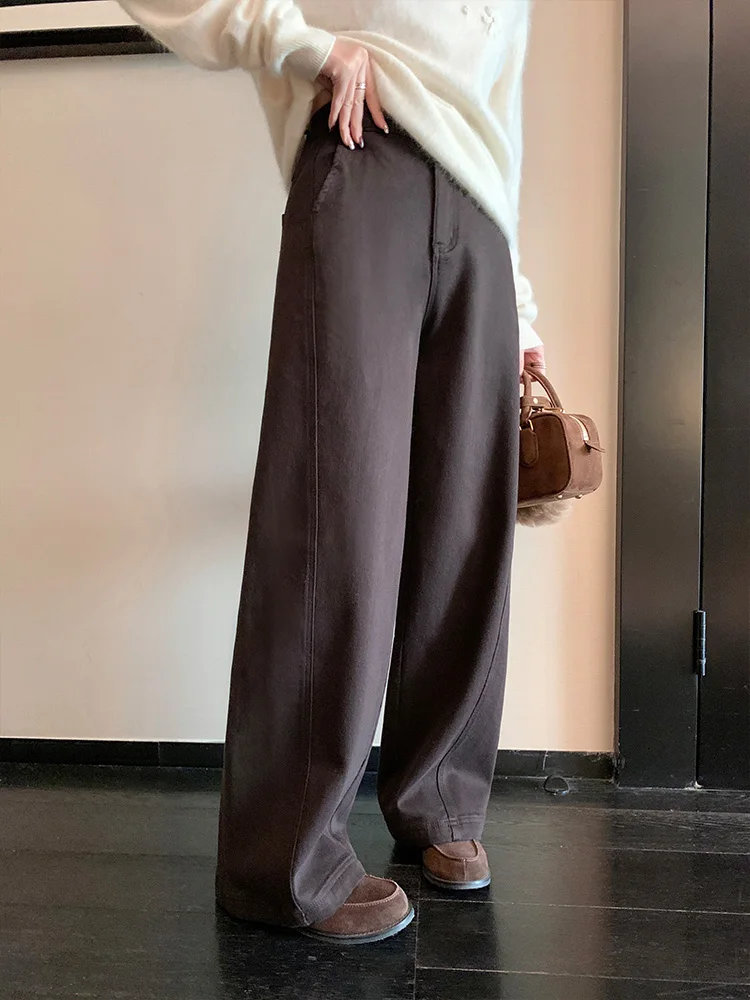 Loose Fit Coffee Brown Wide Leg High Waist Jeans Casual Style Mixed Lenzing Cotton Draping Effect Winter Season Ladies Jeans
Loose Fit Coffee Brown Wide Leg High Waist Jeans Casual Style Mixed Lenzing Cotton Draping Effect Winter Season Ladies Jeans
