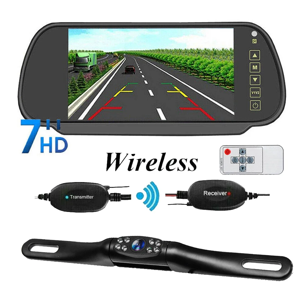 7" Rear View Monitor Mirror Wireless Reverse Backup Camera Kit For Car Truck Van
7" Rear View Monitor Mirror Wireless Reverse Backup Camera Kit For Car Truck Van