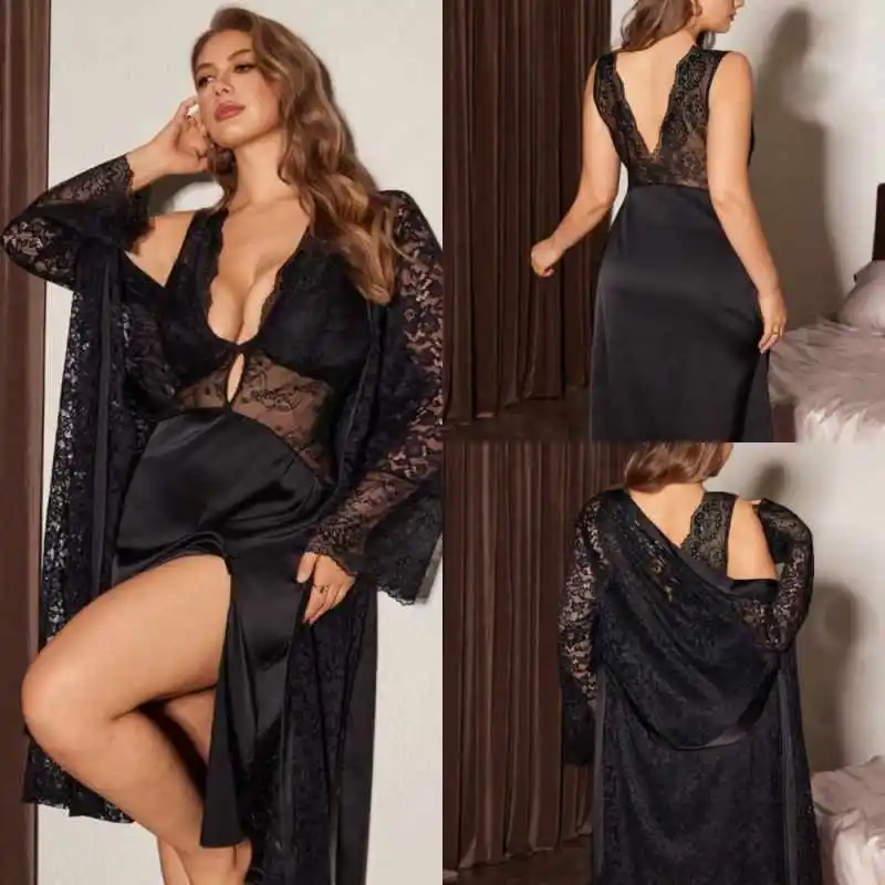Simple Two Pieces Comfortable Women’s Pajamas Lace Satin Length Bridesmaid Bride Robes Long Bathrobe plus size customized
Simple Two Pieces Comfortable Women’s Pajamas Lace Satin Length Bridesmaid Bride Robes Long Bathrobe plus size customized