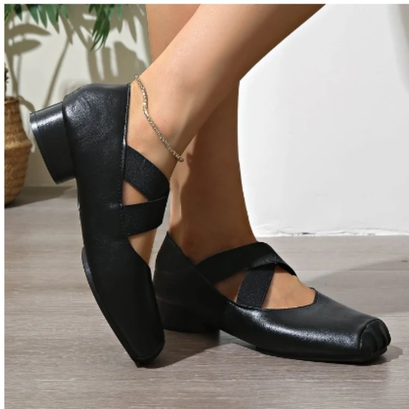 Spring 2026 New Square Toe Thick Middle Heel Cross Elastic Cowhide Color Office Women Shallow Single Shoes
Spring 2026 New Square Toe Thick Middle Heel Cross Elastic Cowhide Color Office Women Shallow Single Shoes