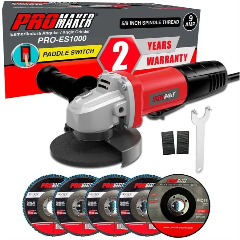 9 Amp Angle Grinder, 4-1/2 in. 12000 RPM with Paddle Switch, Adjustable Guard, Flap Discs & Grinding Wheel Included
9 Amp Angle Grinder, 4-1/2 in. 12000 RPM with Paddle Switch, Adjustable Guard, Flap Discs & Grinding Wheel Included