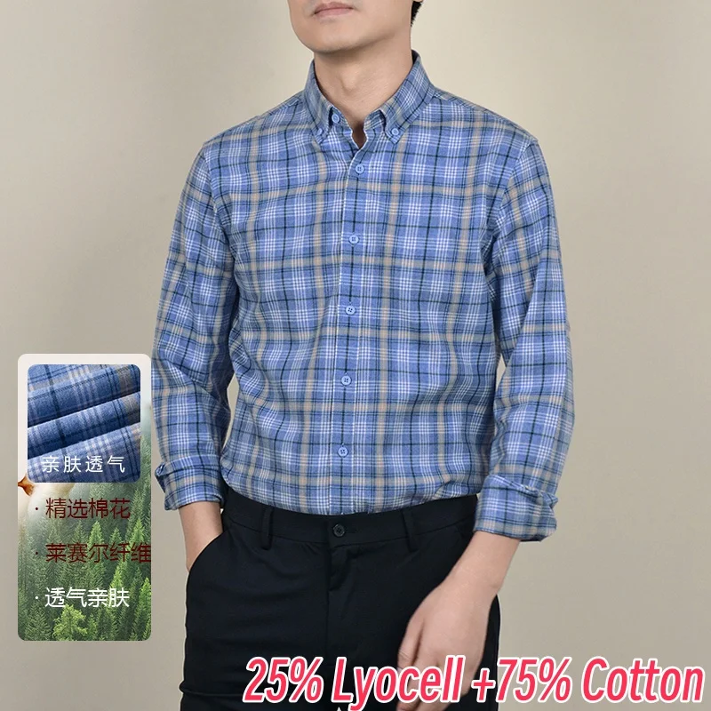 High Quality 25% Lyocell Men Dress Shirt 2025 Spring Classic Stripes Business Tops Long Sleeve Male 75% Cotton Casual Shirts
High Quality 25% Lyocell Men Dress Shirt 2025 Spring Classic Stripes Business Tops Long Sleeve Male 75% Cotton Casual Shirts