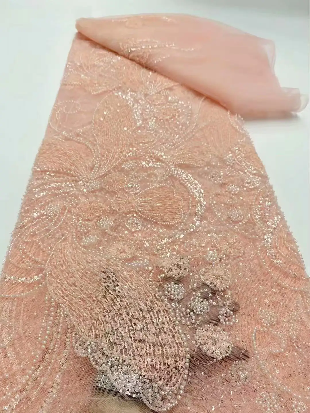 African Lace Fabric 2025 High Quality Blue Beaded Embroidery Lace Fabrics With Sequins French Mesh For Wedding Dresses
African Lace Fabric 2025 High Quality Blue Beaded Embroidery Lace Fabrics With Sequins French Mesh For Wedding Dresses