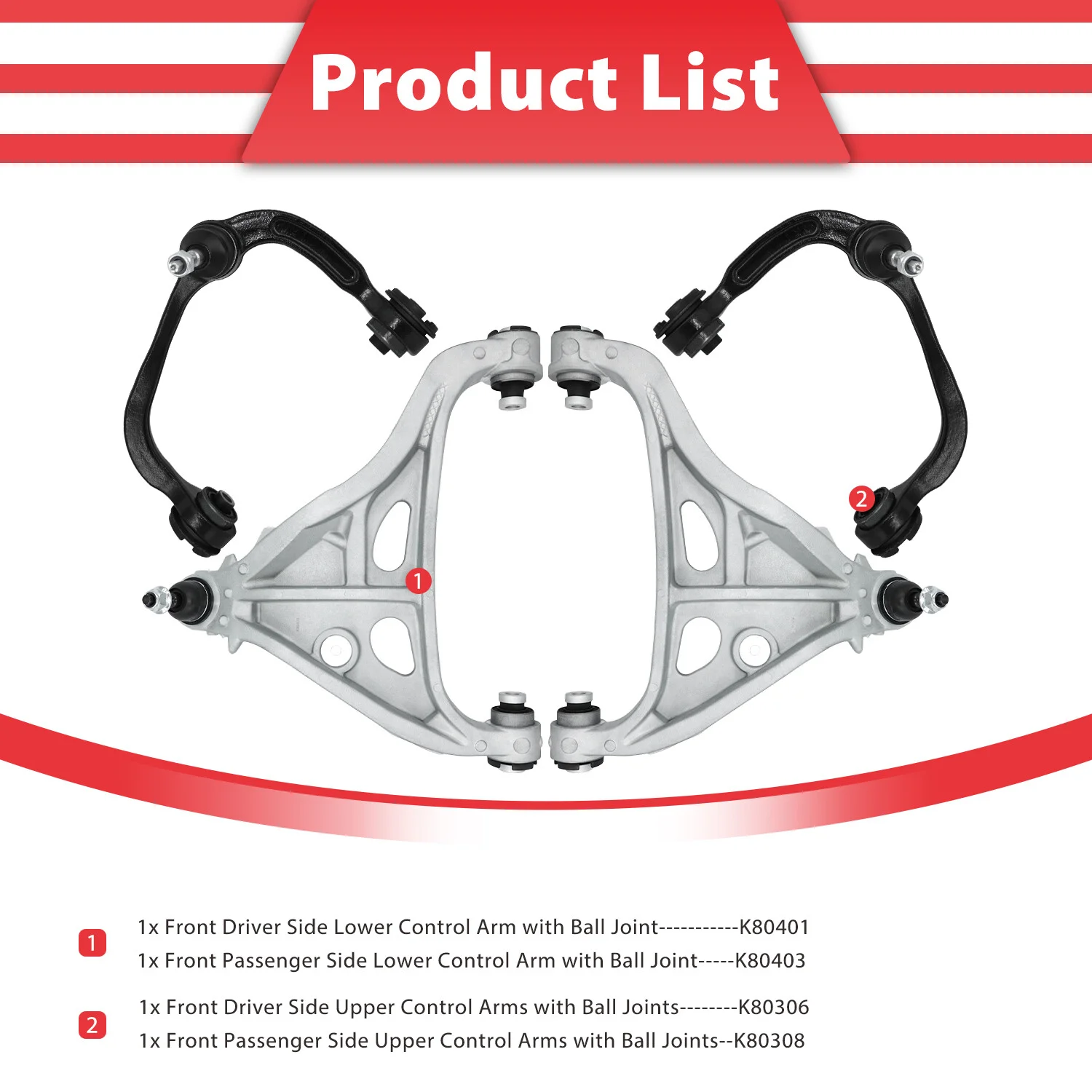 TOPICKSAP 4Pcs Front Upper Lower Control Arm w/Ball Joint for Ford F-150 2004-2008 Lincoln Mark LT 2006-2008
TOPICKSAP 4Pcs Front Upper Lower Control Arm w/Ball Joint for Ford F-150 2004-2008 Lincoln Mark LT 2006-2008
