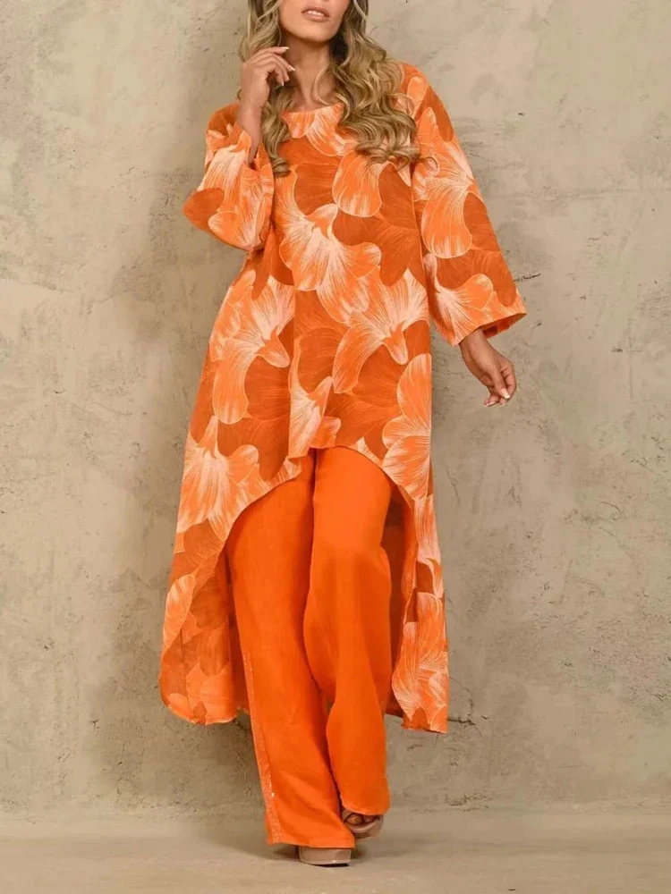 Spring Fashion Women's Printed Loose Irregular Top+Wide Leg Pants New Vintage Harajuku Set Women's Leisure Office Set
Spring Fashion Women's Printed Loose Irregular Top+Wide Leg Pants New Vintage Harajuku Set Women's Leisure Office Set