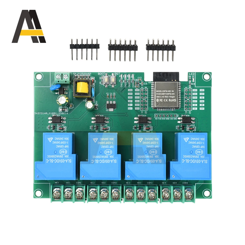 4-канальный релейный модуль 5 В/30 А AC220 В WIFI Bluetooth релейный модуль ESP32 макетная плата
4-канальный релейный модуль 5 В/30 А AC220 В WIFI Bluetooth релейный модуль ESP32 макетная плата