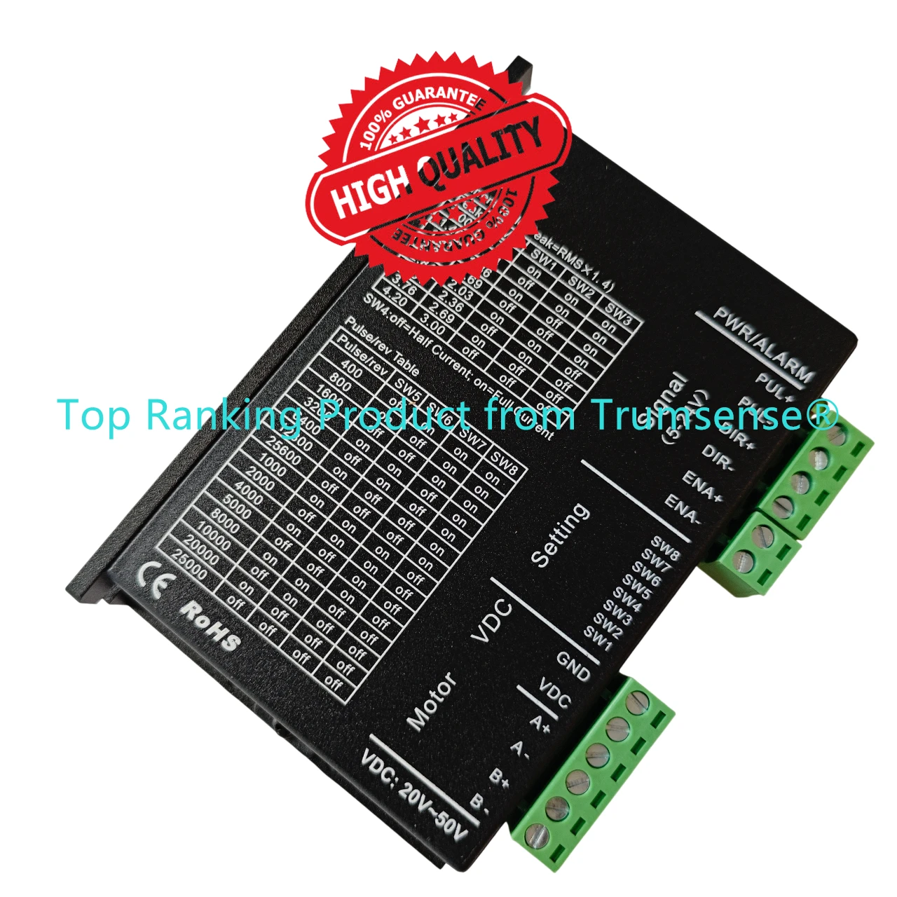 20 to 50V DC Stepper Motor Drive MC542 Max 4.2A Current with High Performance AMR Chip Suitable for Universal NEMA 23 Step Motor
20 to 50V DC Stepper Motor Drive MC542 Max 4.2A Current with High Performance AMR Chip Suitable for Universal NEMA 23 Step Motor