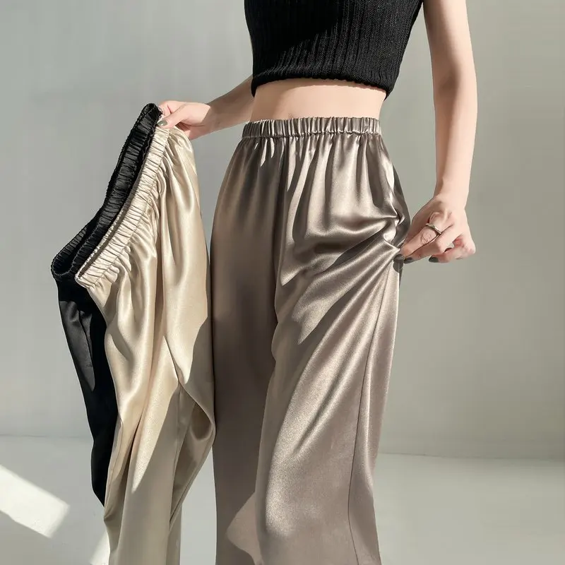 Women Summer Cool Satin Flare Pants Casual Long Straight Trousers Solid Color High Waist Loose Full-length Pants for Women
Women Summer Cool Satin Flare Pants Casual Long Straight Trousers Solid Color High Waist Loose Full-length Pants for Women
